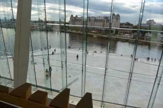 Norway-Oslo-opera house-window-waterfront-people-view