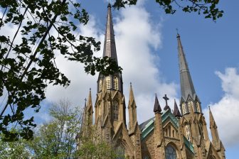 Canada-Prince Edward Island-Charlottetown-St Dunstan's Basilica Cathedral-spires