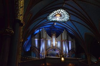 Canada-Montreal-Notre Dame Basilica-pipe organ-lit up-ceiling
