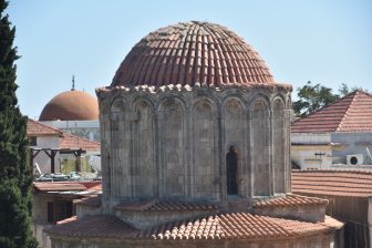 Greece-Rhodes-Rhodes old town-domes-Greek church-mosque