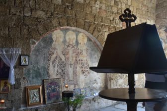 Grecia-Rhodes-Rhodes Town-old town-Holy Trinity in Chora-inside-fresco