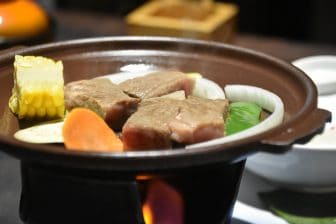 Japan-Kyushu-Oita-Beppu-Kannawa Onsen-ryokan-Sansui Kan-dinner-wagyu steak