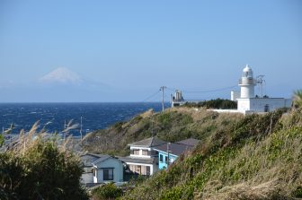 日本　神奈川県　三浦市　城ヶ島　城ヶ島灯台　海　富士山