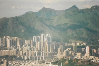 香港　香港島　山　高層ビル