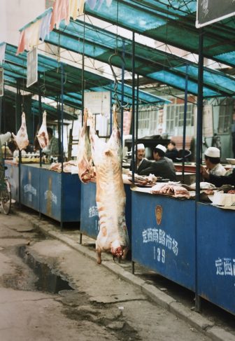 Lanzhou-China-Mercado-Carne-Alimentos