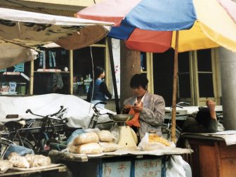 China-Lanzhou-Ding Xi Nan Lu-market-woman-knitting