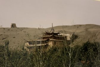 China-Dunhuang-Magao Caves-building-desert-trees