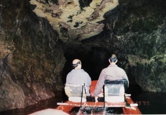 Iran-Hamadan-Alisadr Cave-pedalo-two men