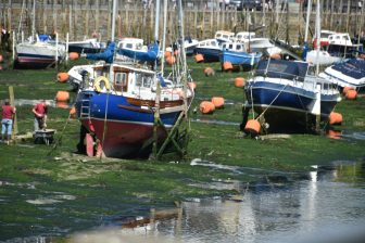 England-Cornwall-Looe-boats-river-moored