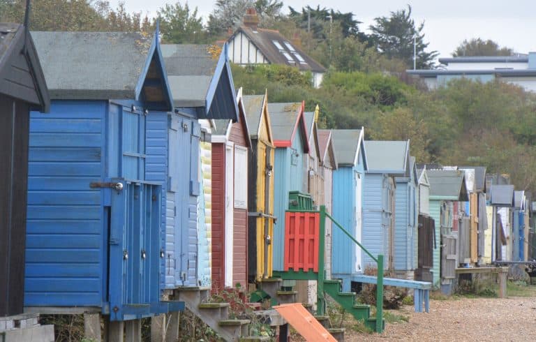 the beach huts in Whitstable