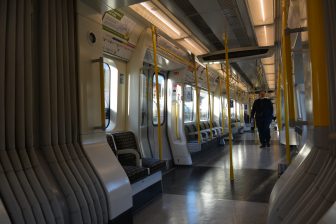 England-London-tube-District Line-inside-nearly empty