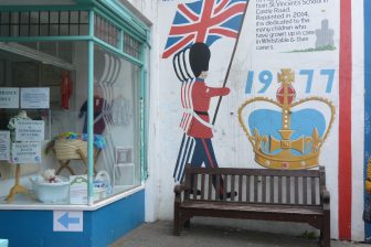 England-Whitstable-Harbour Street-painted wall-bench