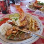 a dish on the table at the seaside cafe at Playa Ancon in Cuba