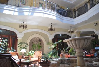 The patio of Iberostar Grand Hotel in Trinad in Cuba