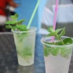 the plastic glasses of Mojito on the table in Trinidad, Cuba