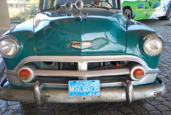 the front of the classic car in Varadero