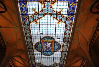 the ceiling of Lello Bookstore in Oporto