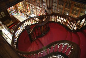 the staircase of Lello Bookstore in Oporto