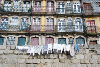 laundry hung in front of the house in Oporto