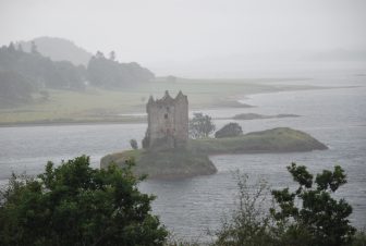 the Castle Stalker in the rain