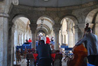 the live music in the cafe in Fisherman's Bastion in Buda