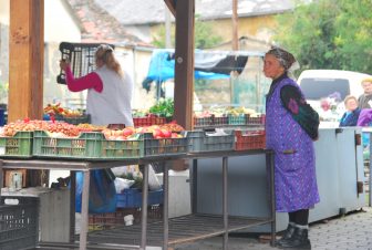 at the open air food market in Keszthely