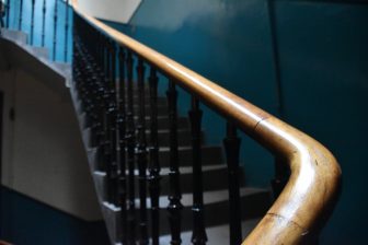 the staircase in the Airbnb building