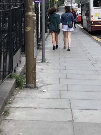 young women wearing short skirt