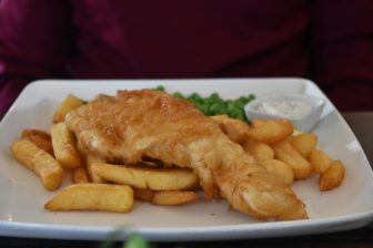 Fish and Chips at the countryside restaurant, Creel Inn