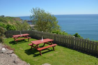 outside tables of the countryside restaurant near Stonehaven