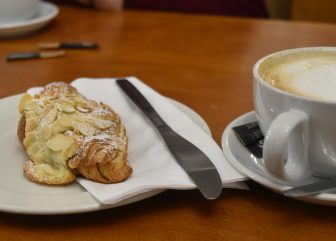 almond croissant in Culross Palace cafe