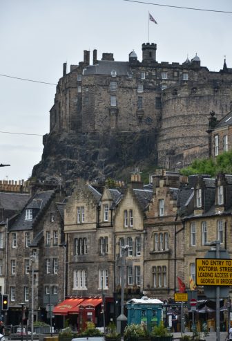 the Edinburgh Castle seen from Grassmarket