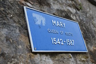 the plate of Mary on the wall of Linlithgow Palace