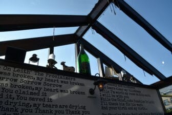 the glass ceiling at Teuchters Landing, the restaurant in Leith