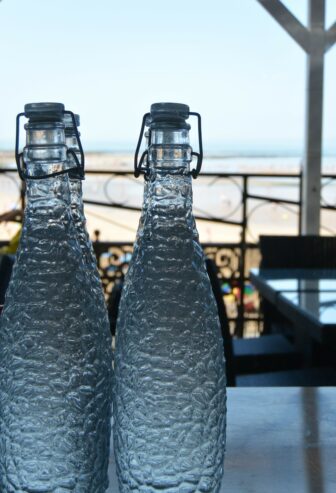 water bottles at the restaurant in Margate, Buoy and Oyster