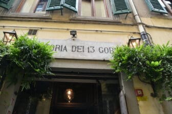 the exterior of Trattoria dei 13 Gobbi, the restaurant in Florence