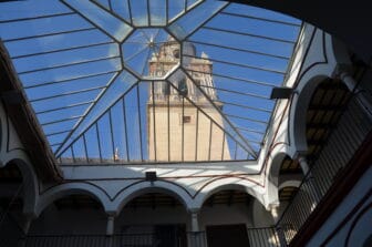 the bell tower seen from the library in Ecija