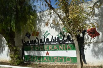 a slogan on the wall in Marinaleda