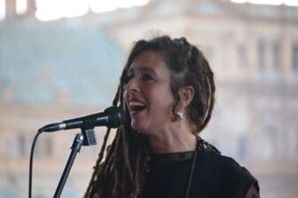 a flamenco singer at Plaza de España in Seville