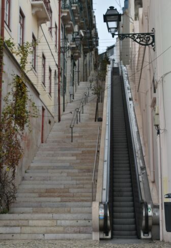 the escalator on the way to the monastery of Sao Vicente de Fora in Lisbon