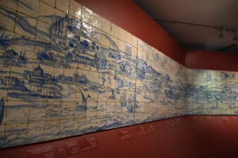 the tile of the panorama of Lisbon at National Museum of Azulejo in Lisbon