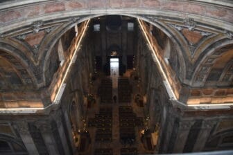 inside Estrela Basilica in Lisbon seen from above