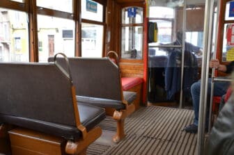 inside tram No.28 in Lisbon