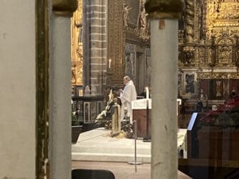 in the main part of St. Francesco church where the bone chapel is attached in Evora