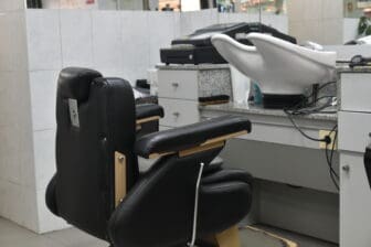 the inside of the barbershop in Lisbon