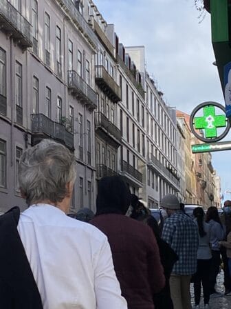 the queue for Covid test in Lisbon