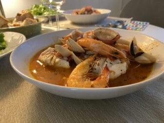 the seafood soup made by my husband in Lisbon