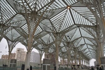 the ceiling of the platforms of Oriente Station in Lisbon in Portugal