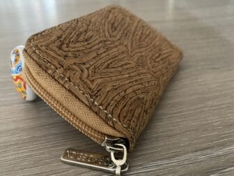 a wallet made of cork bought in Lisbon