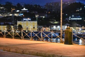 the night view along the river in Oporto